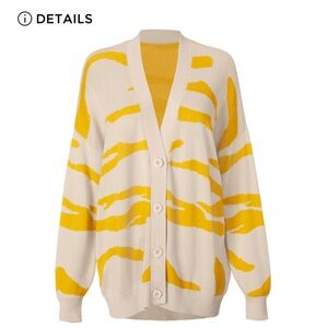 CAbi Roar Cardigan yellow and cream tiger pattern Size SMALL
